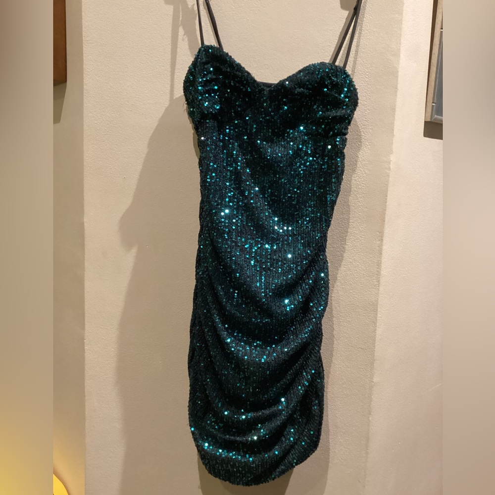 Emerald green sequin dress